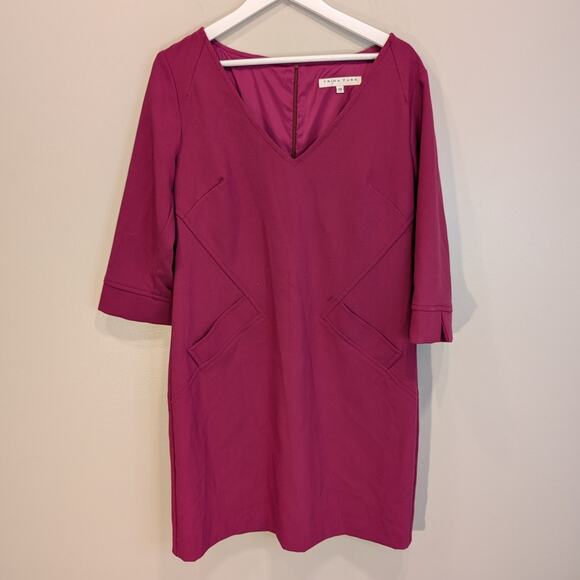 Trina Turk Silvia 3/4 Sleeve Sheath Dress Barbiecore Business Brunch - Size 10 - Picture 1 of 8